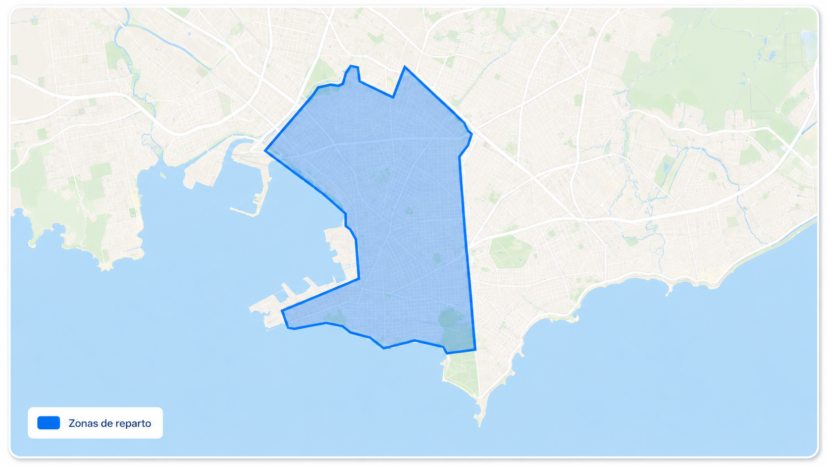 Mapa de las zonas de reparto de El Duende Supergás en Montevideo